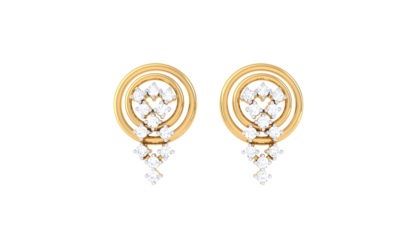 Spiral Bloom Diamond Stud Earrings In Gold - 0.16 Ct