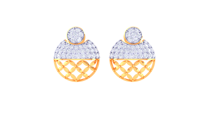 Lattice Radiance Stud Earrings – 0.78 Ct Diamond Glow In Sculpted Gold