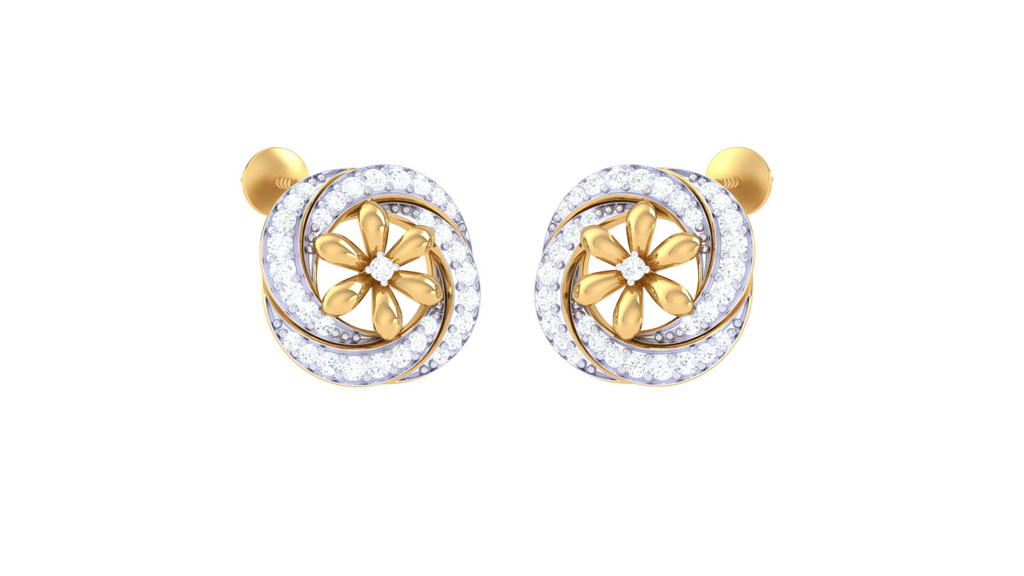 Floral Appair Diamond Stud Earrings In Gold - 0.47 Ct