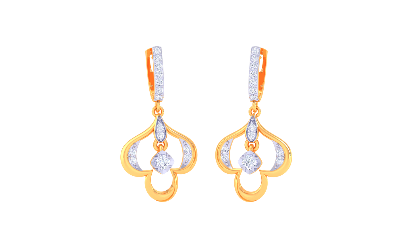 Teardrop Harmony Hoop Earrings – 0.37 Ct Diamond Elegance in Sculpted Gold