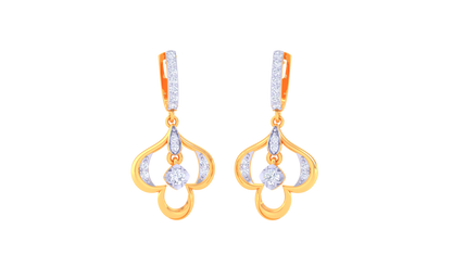 Teardrop Harmony Hoop Earrings – 0.37 Ct Diamond Elegance in Sculpted Gold