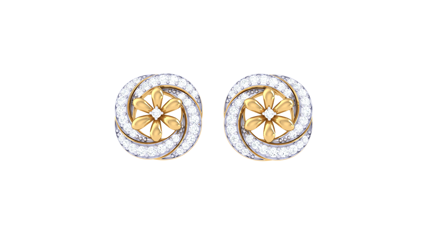 Floral Appair Diamond Stud Earrings In Gold - 0.47 Ct