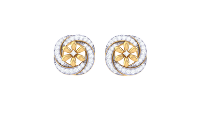 Floral Appair Diamond Stud Earrings In Gold - 0.47 Ct