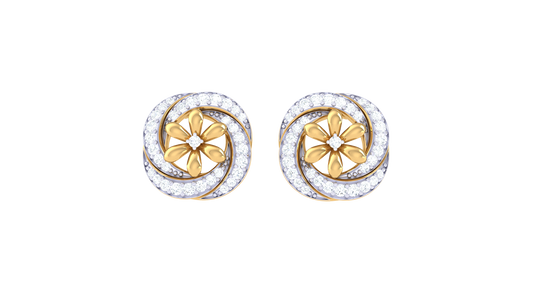 Floral Appair Diamond Stud Earrings In Gold - 0.47 Ct