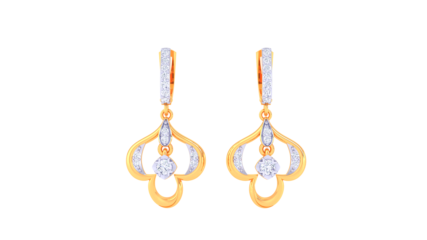 Teardrop Harmony Hoop Earrings – 0.37 Ct Diamond Elegance in Sculpted Gold