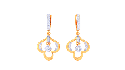 Teardrop Harmony Hoop Earrings – 0.37 Ct Diamond Elegance in Sculpted Gold