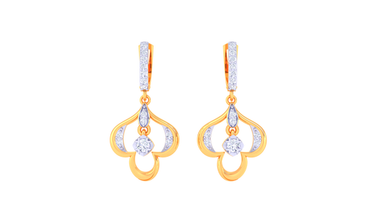 Teardrop Harmony Hoop Earrings – 0.37 Ct Diamond Elegance in Sculpted Gold