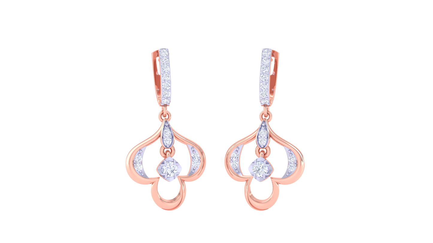 Teardrop Harmony Hoop Earrings – 0.37 Ct Diamond Elegance in Sculpted Gold