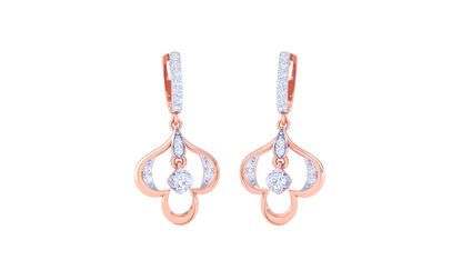 Teardrop Harmony Hoop Earrings – 0.37 Ct Diamond Elegance in Sculpted Gold