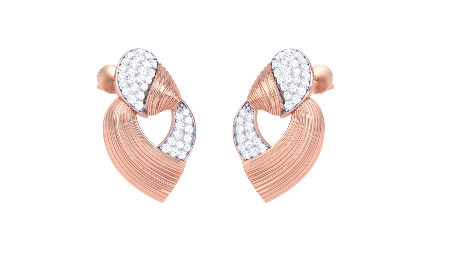 Ripple Glint Diamond Stud Earrings In Gold - 0.47