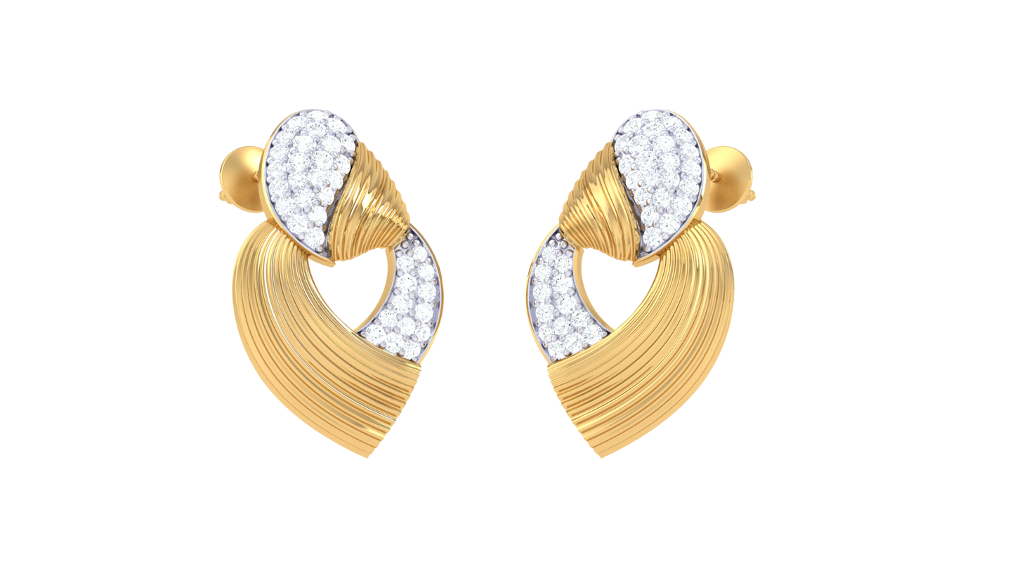 Ripple Glint Diamond Stud Earrings In Gold - 0.47