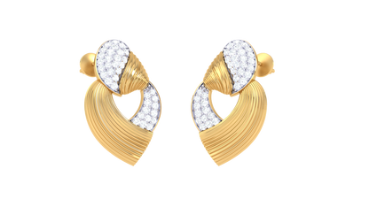 Ripple Glint Diamond Stud Earrings In Gold - 0.47