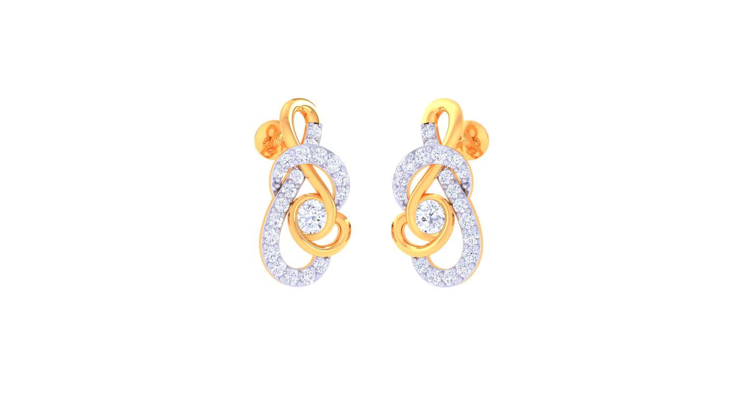 Interlace Radiance Stud Earrings In Dual-Tone Gold - 0.50 Ct Diamonds