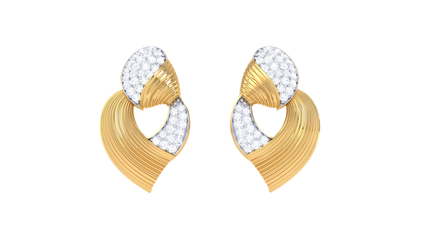 Ripple Glint Diamond Stud Earrings In Gold - 0.47