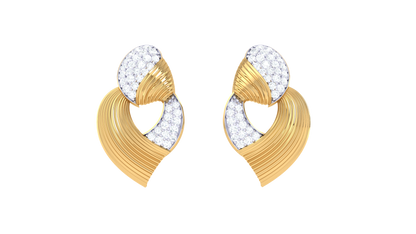 Ripple Glint Diamond Stud Earrings In Gold - 0.47