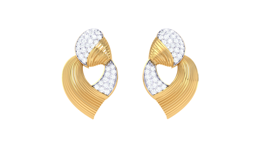 Ripple Glint Diamond Stud Earrings In Gold - 0.47