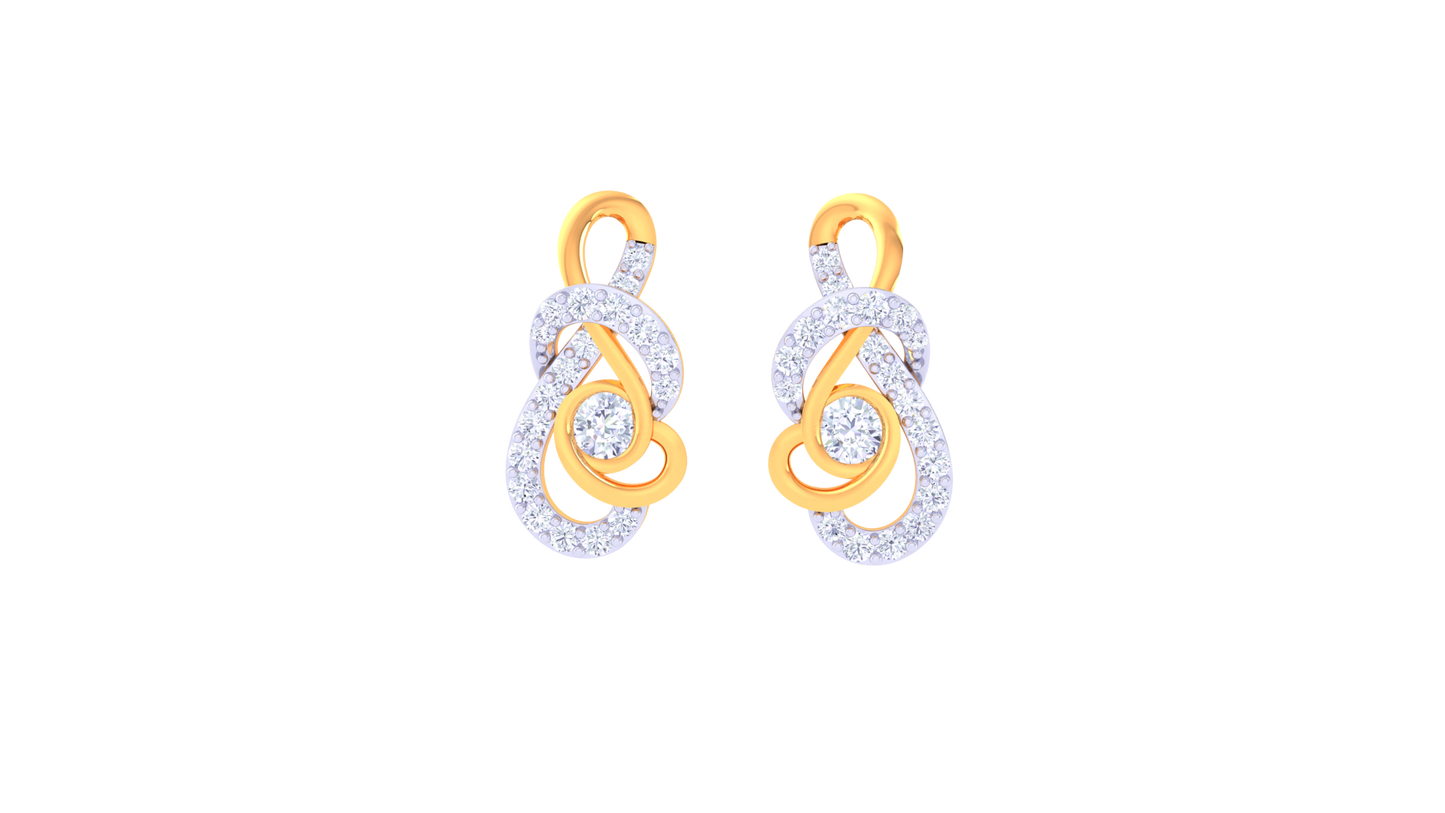 Interlace Radiance Stud Earrings In Dual-Tone Gold - 0.50 Ct Diamonds