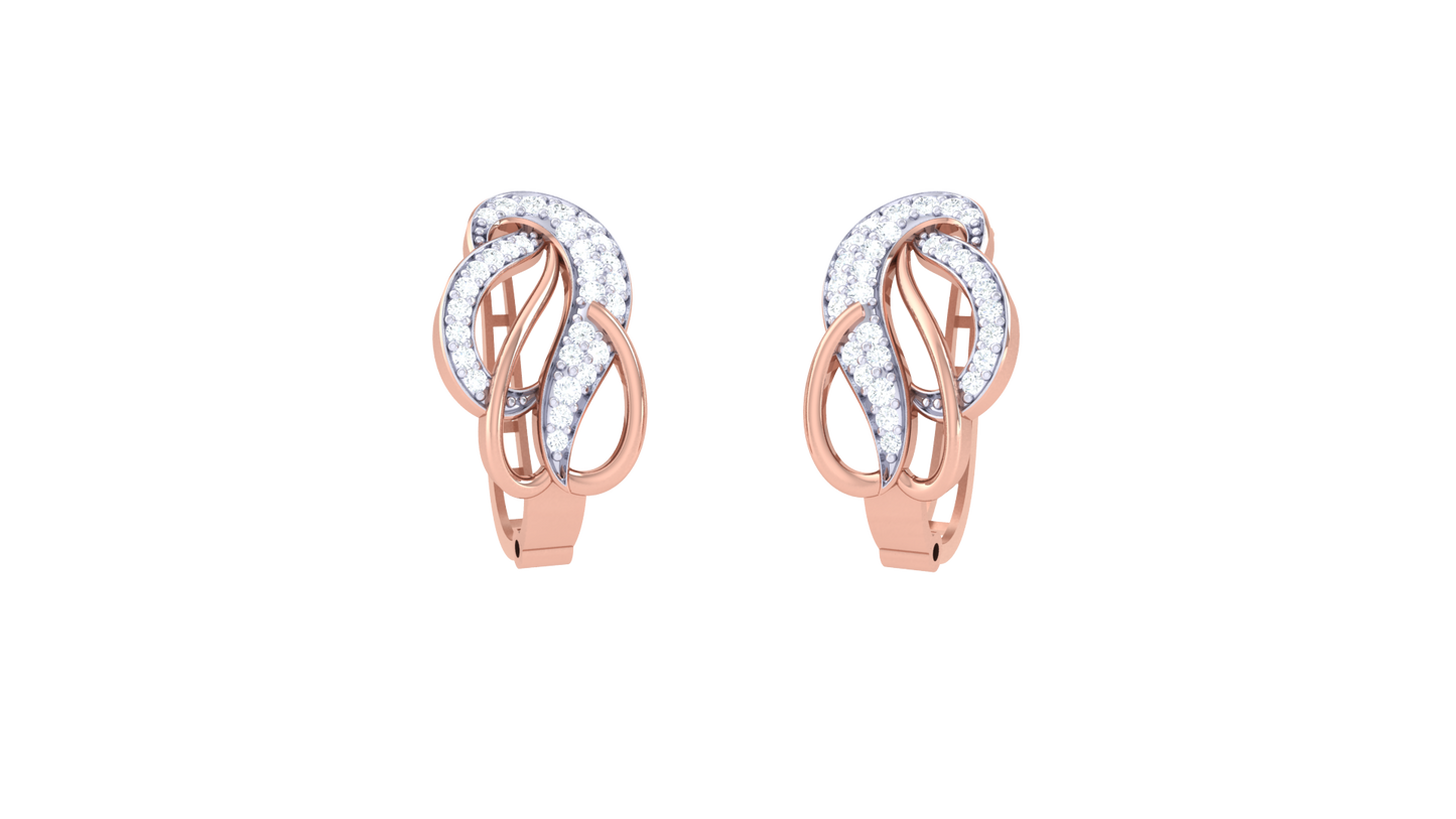Leaf Curve Diamond Hoop Earrings In Gold - 0.34 Ct