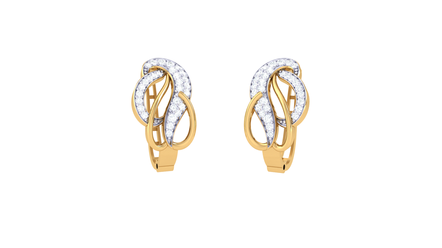 Leaf Curve Diamond Hoop Earrings In Gold - 0.34 Ct