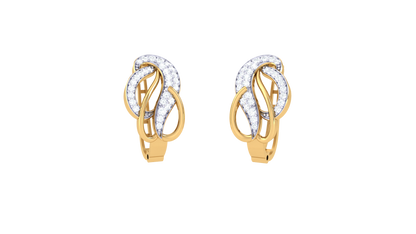 Leaf Curve Diamond Hoop Earrings In Gold - 0.34 Ct