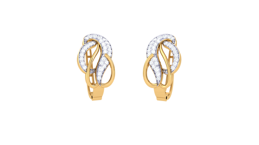 Leaf Curve Diamond Hoop Earrings In Gold - 0.34 Ct
