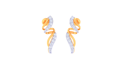 Flameleaf Elegance Drop Earrings in Sculpted Gold - 0.21 Ct Diamonds