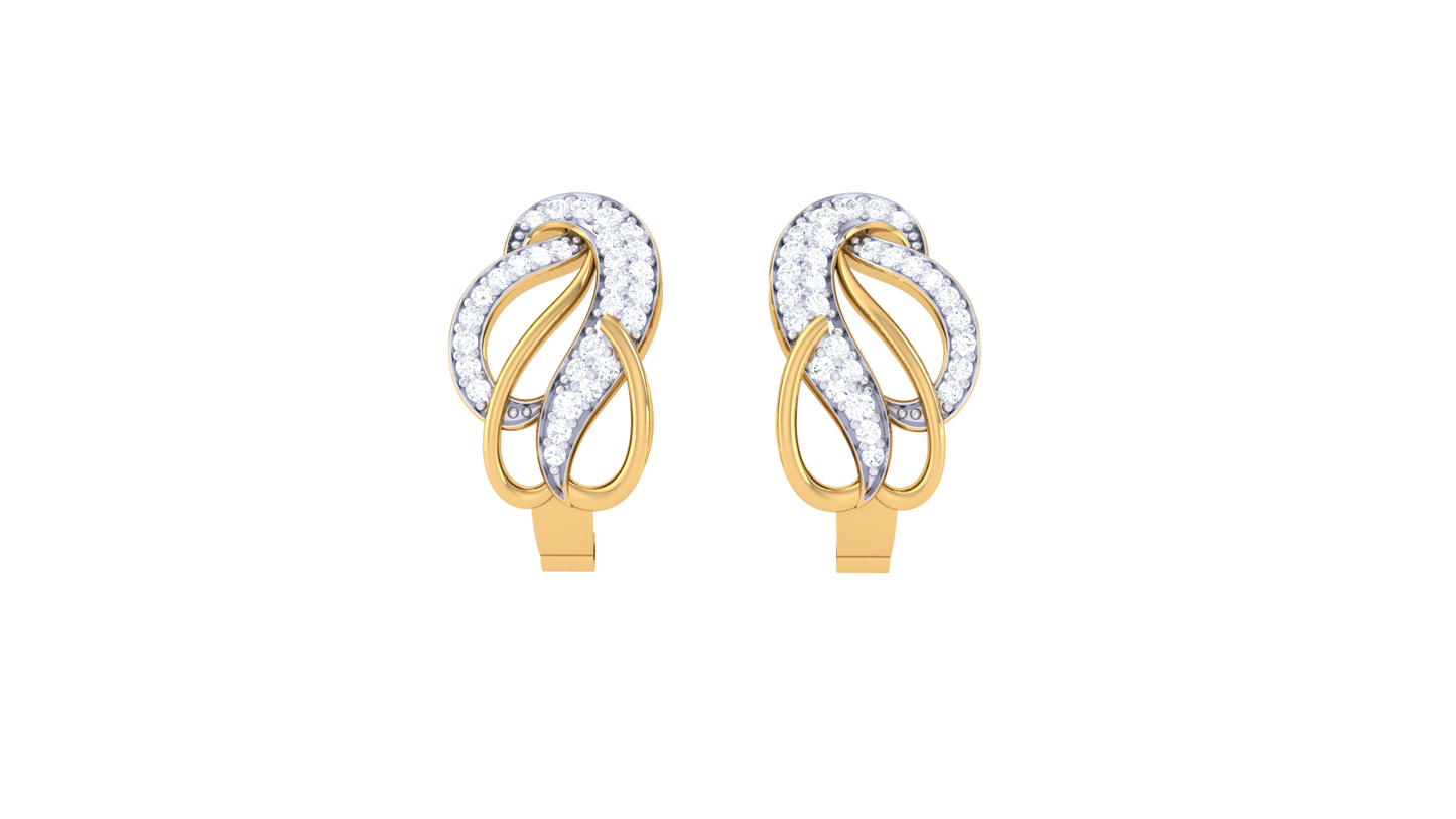 Leaf Curve Diamond Hoop Earrings In Gold - 0.34 Ct