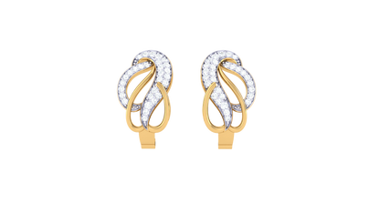 Leaf Curve Diamond Hoop Earrings In Gold - 0.34 Ct
