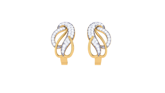Leaf Curve Diamond Hoop Earrings In Gold - 0.34 Ct