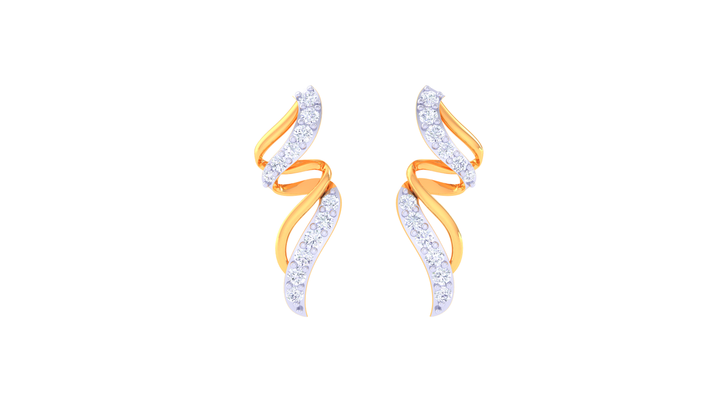 Flameleaf Elegance Drop Earrings in Sculpted Gold - 0.21 Ct Diamonds