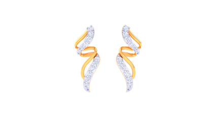 Flameleaf Elegance Drop Earrings in Sculpted Gold - 0.21 Ct Diamonds