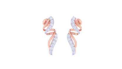 Flameleaf Elegance Drop Earrings in Sculpted Gold - 0.21 Ct Diamonds