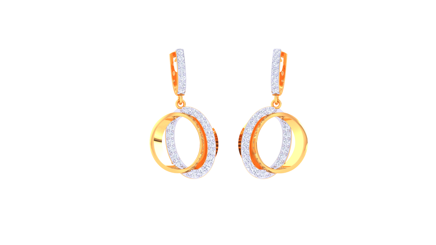 Intertwined Solstice Hoop Earrings In Gold and Silver Harmony - 0.60 Ct Diamonds