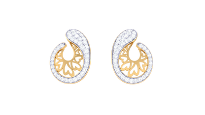 Teardrop Filigree Diamond Stud Earrings In Gold - 0.61 Ct