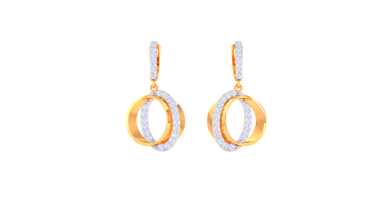 Intertwined Solstice Hoop Earrings In Gold and Silver Harmony - 0.60 Ct Diamonds