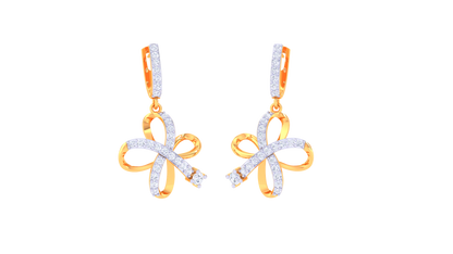 Petite Floral Hoop Earrings In Sculpted Gold - 0.57 Ct Diamonds