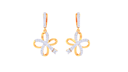Petite Floral Hoop Earrings In Sculpted Gold - 0.57 Ct Diamonds
