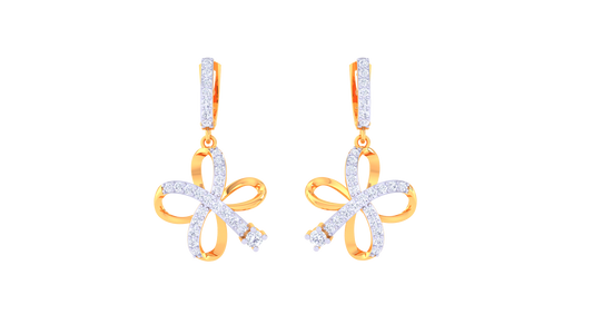 Petite Floral Hoop Earrings In Sculpted Gold - 0.57 Ct Diamonds