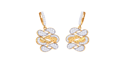 Sculpted Crossover Pave Hoop Earrings In Rose Gold  - 0.93 Ct Round Cut Diamonds