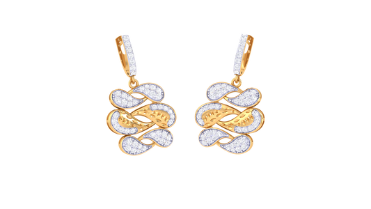 Sculpted Crossover Pave Hoop Earrings In Rose Gold  - 0.93 Ct Round Cut Diamonds