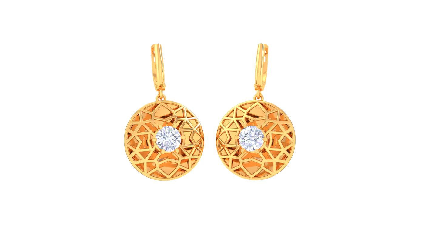 Starburst Circle Gold Hoop Earrings - 0.64 Ct Dazzling Diamond