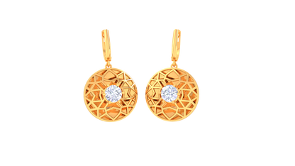 Starburst Circle Gold Hoop Earrings - 0.64 Ct Dazzling Diamond