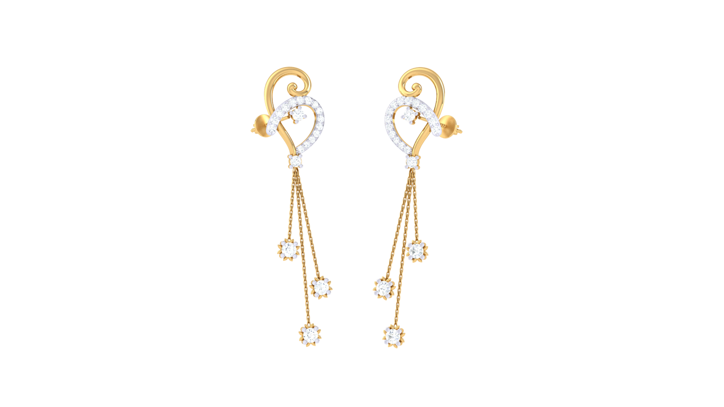 Heartline Drop Earrings With Diamod and Gold - 0.62 Ct