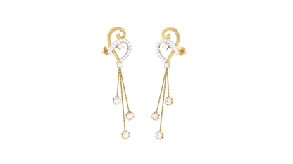 Heartline Drop Earrings With Diamod and Gold - 0.62 Ct