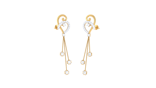 Heartline Drop Earrings With Diamod and Gold - 0.62 Ct