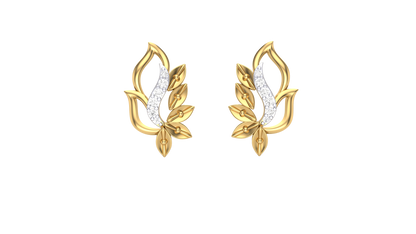 Petal Sway Stud Earrings In Gold - 0.06 Ct Round Diamonds