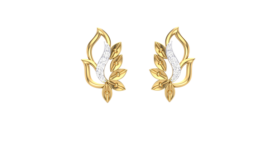Petal Sway Stud Earrings In Gold - 0.06 Ct Round Diamonds