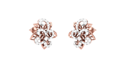 Floral Sparkle Stud Earrings In Rose Gold - 0.40 Ct Round Cut Diamonds