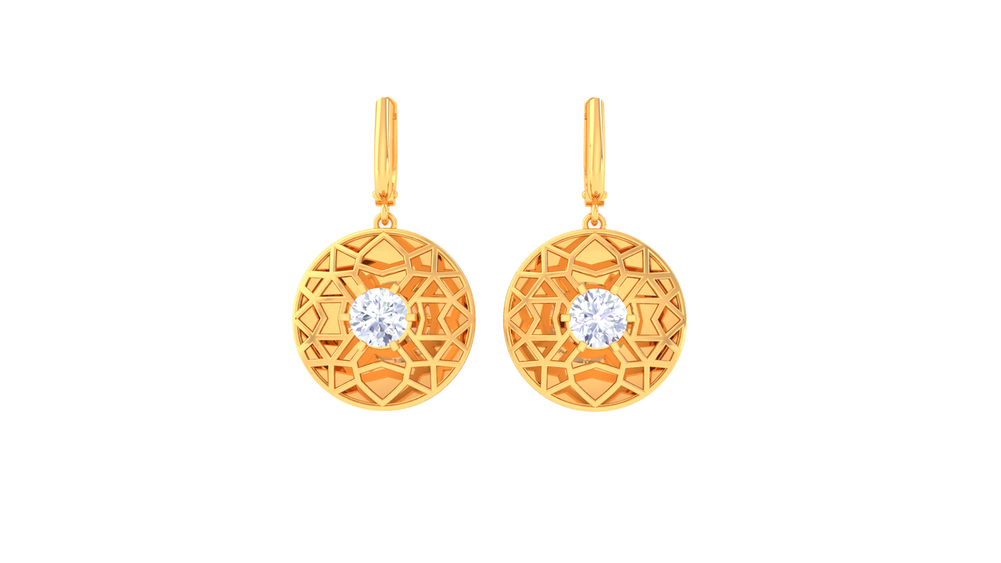 Starburst Circle Gold Hoop Earrings - 0.64 Ct Dazzling Diamond