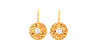 Starburst Circle Gold Hoop Earrings - 0.64 Ct Dazzling Diamond